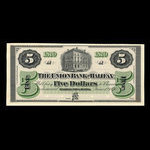 Canada, Union Bank of Halifax, 5 dollars <br /> 1 juin 1870