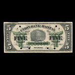 Canada, Union Bank of Halifax, 5 dollars <br /> 1 avril 1900