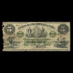 Canada, Union Bank of Lower Canada, 5 dollars <br /> 1 août 1871