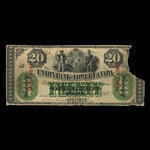 Canada, Union Bank of Lower Canada, 20 dollars <br /> 1 septembre 1870