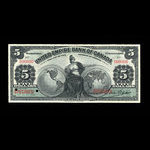 Canada, United Empire Bank of Canada, 5 dollars <br /> 1 août 1906