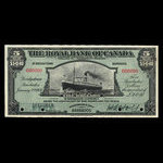 Barbade, Banque Royale du Canada, 5 dollars <br /> 2 janvier 1920