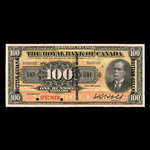 Guyane britannique, Banque Royale du Canada, 100 dollars <br /> 2 janvier 1913