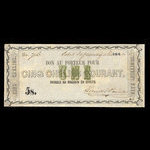 Canada, William Price & Fils, 5 shillings <br /> 1 novembre 1848