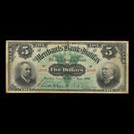 Canada, Merchants' Bank of Halifax, 5 dollars <br /> 1 juin 1894