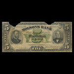 Canada, Molsons Bank, 5 dollars <br /> 3 janvier 1893