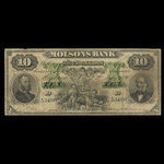 Canada, Molsons Bank, 10 dollars <br /> 2 juillet 1890