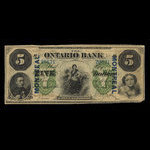 Canada, Ontario Bank, 5 dollars <br /> 1 novembre 1870