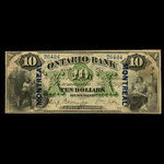 Canada, Ontario Bank, 10 dollars <br /> 1 novembre 1870