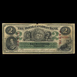 Canada, Royal Canadian Bank, 2 dollars <br /> 26 juillet 1865