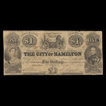 Canada, Ville d'Hamilton, 1 dollar <br /> 1 septembre 1855