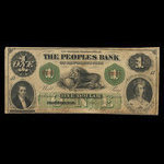 Canada, Peoples Bank of New Brunswick, 1 dollar <br /> 1 septembre 1864