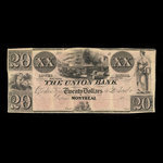 Canada, Union Bank, 20 dollars <br /> 1840