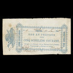 Canada, La Société de Défricheurs de la Rivière aux Sables, 5 shillings <br /> 19 juin 1848