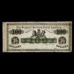 Canada, Bank of British North America, 100 dollars <br /> 15 juillet 1861