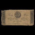 Canada, A. Pinet, 30 sous <br /> 6 août 1837