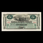 Canada, Halifax Banking Company, 5 dollars <br /> 1 octobre 1880