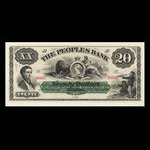 Canada, People's Bank of Halifax, 20 dollars <br /> 25 mai 1864