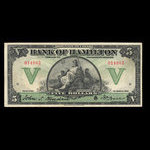 Canada, Bank of Hamilton, 5 dollars <br /> 1 mars 1922