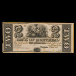 Canada, Banque de Montréal, 2 dollars <br /> 2 avril 1844