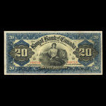 Canada, Banque Royale du Canada, 20 dollars <br /> 2 janvier 1909