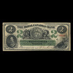 Canada, Royal Canadian Bank, 2 dollars <br /> 26 juillet 1865