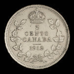 Canada, Georges V, 5 cents <br /> 1912