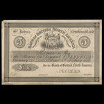 Canada, Bank of British North America, 5 livres(anglaise) <br /> 1 juillet 1847