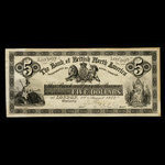 Canada, Bank of British North America, 5 dollars <br /> 1 août 1872