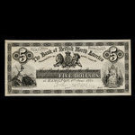 Canada, Bank of British North America, 5 dollars <br /> 1 juin 1874
