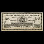 Canada, Bank of British North America, 20 dollars <br /> 31 janvier 1871