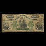 Canada, Exchange Bank of Canada, 4 dollars <br /> 1 octobre 1872