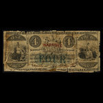 Canada, Bank of British North America, 4 dollars <br /> 1 janvier 1856