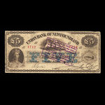 Canada, Union Bank of Newfoundland, 5 livres(anglaise) <br /> 2 octobre 1865