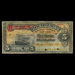 Canada, Banque d'Hochelaga, 5 piastres <br /> 1 juin 1889