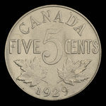 Canada, Georges V, 5 cents : 1929