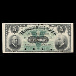 Canada, Merchants' Bank of Halifax, 5 dollars <br /> 2 janvier 1899