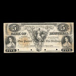 Canada, Banque de Montréal, 5 dollars <br /> 1860