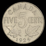 Canada, Georges V, 5 cents <br /> 1924