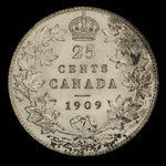 Canada, Édouard VII, 25 cents <br /> 1909