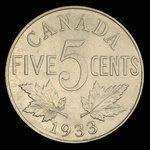 Canada, Georges V, 5 cents <br /> 1933