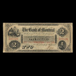 Canada, Banque de Montréal, 2 dollars <br /> 1 août 1856