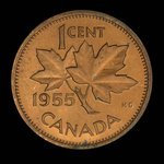 Canada, Élisabeth II, 1 cent <br /> 1955