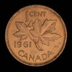 Canada, Élisabeth II, 1 cent <br /> 1961