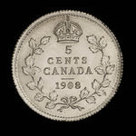 Canada, Édouard VII, 5 cents <br /> 1908