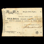 Canada, Army Bill Office, 10 dollars <br /> janvier 1815