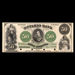 Canada, Ontario Bank, 50 dollars <br /> 3 août 1860