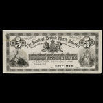 Canada, Bank of British North America, 5 dollars <br /> 23 avril 1866