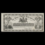 Canada, Bank of British North America, 5 dollars <br /> 1 juillet 1870