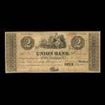 Canada, Union Bank, 2 dollars <br /> 14 juillet 1838
